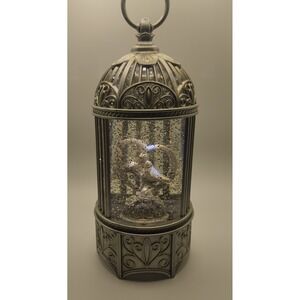 Glitter Snow Globe Lantern with Angel Figure and Decorative Cage
